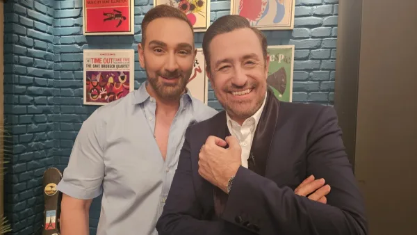 Ο Νίκος Κοκλώνης και ο Θέμης Γεωργαντάς στο πλατό της εκπομπής After Dark.