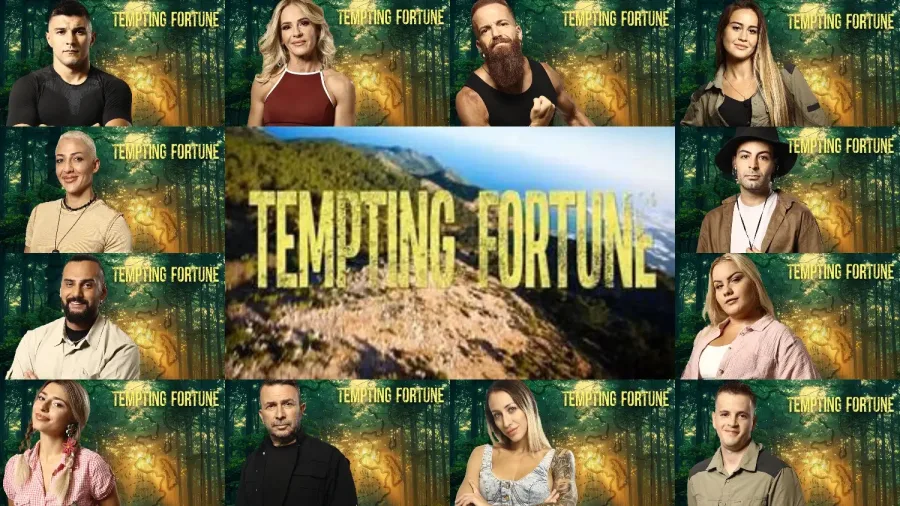 Κολάζ με τους 12 παίκτες του Tempting Fortune σε φόντο δάσους.