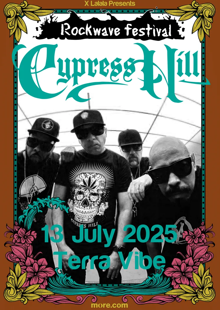 Αφίσα του Rockwave Festival 2025 με το συγκρότημα Cypress Hill.
