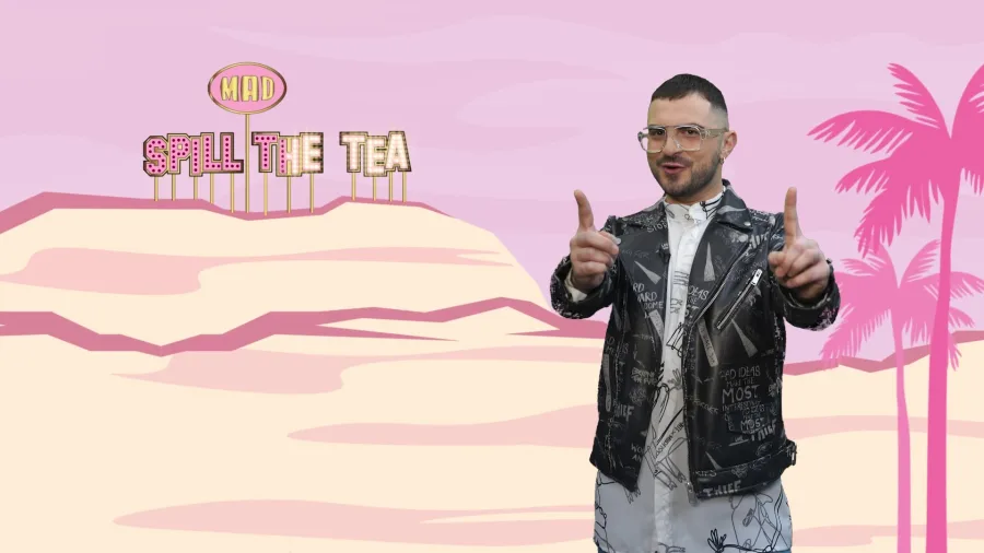 Ο Ανδρέας Ζωίτσας σε φόντο Spill The Tea.
