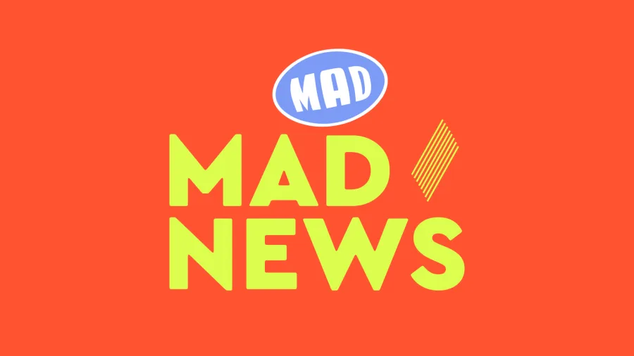 Λογότυπο Mad News σε πορτοκαλί φόντο