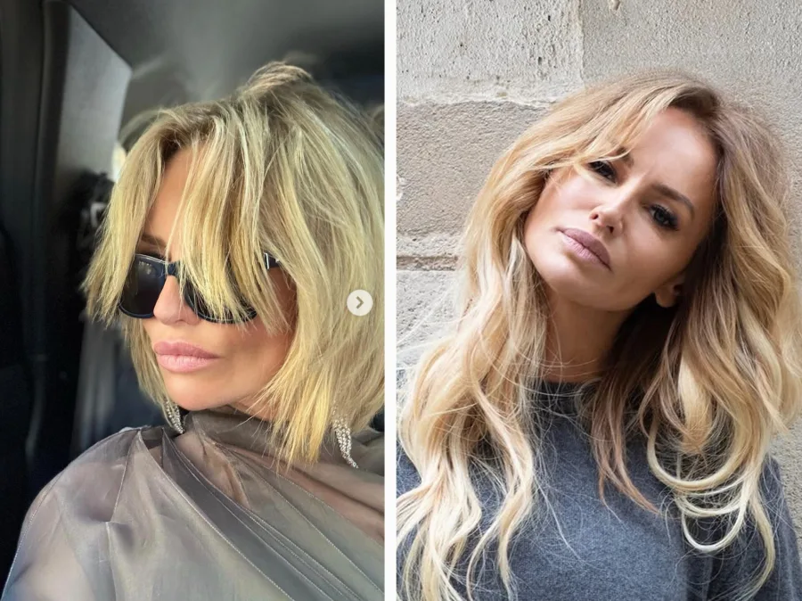Η Adriana Karembeu με το νέο της κοντό ασύμμετρο καρέ ξανθό κούρεμα σε φωτογραφία από το Instagram.