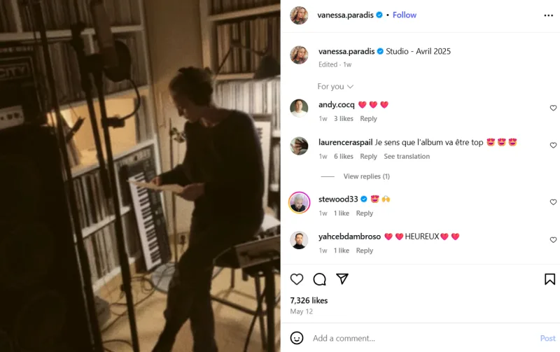 Η Vanessa Paradis σε φωτογραφία από το Instagram με αφορμή την κυκλοφορία του νέου της άλμπουμ.
