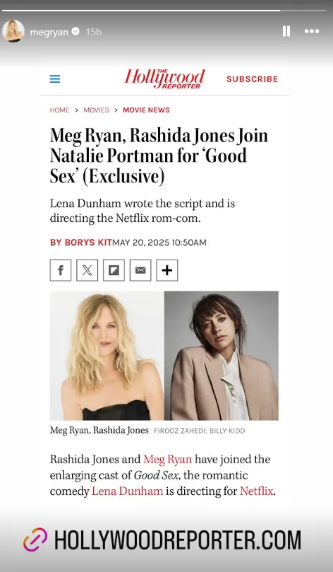 Στιγμιότυπο οθόνης από άρθρο του Hollywood Reporter για τη Meg Ryan και τη Rashida Jones.