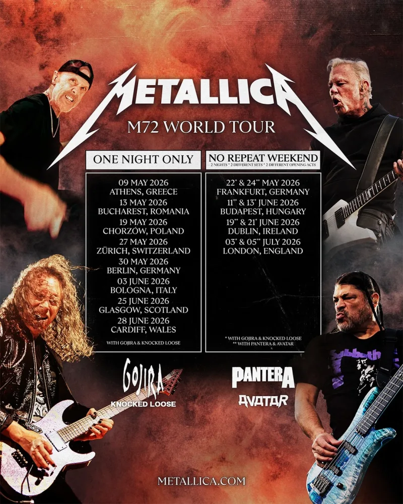 Το συγκρότημα των Metallica σε φωτογραφία από τον επίσημο λογαριασμό τους στο Instagram για τη συναυλία στο ΟΑΚΑ.