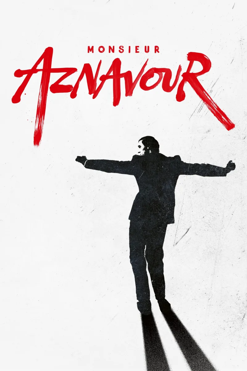 Αφίσα της ταινίας Monsieur Aznavour με τη σιλουέτα ενός άνδρα.