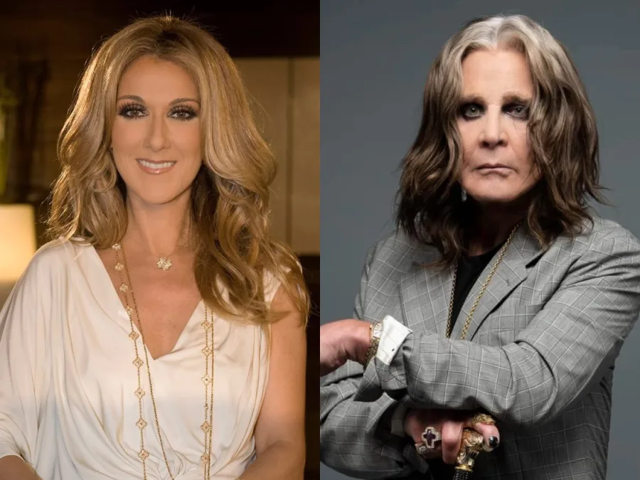 Κολάζ με την Celine Dion και τον Ozzy Osbourne.