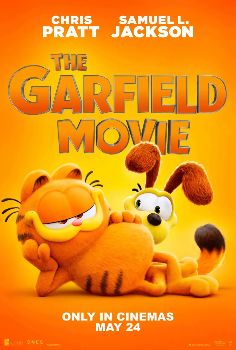 Ο γάτος Garfield από τη νέα ταινία με τις φωνές των Chris Pratt και Samuel L. Jackson.