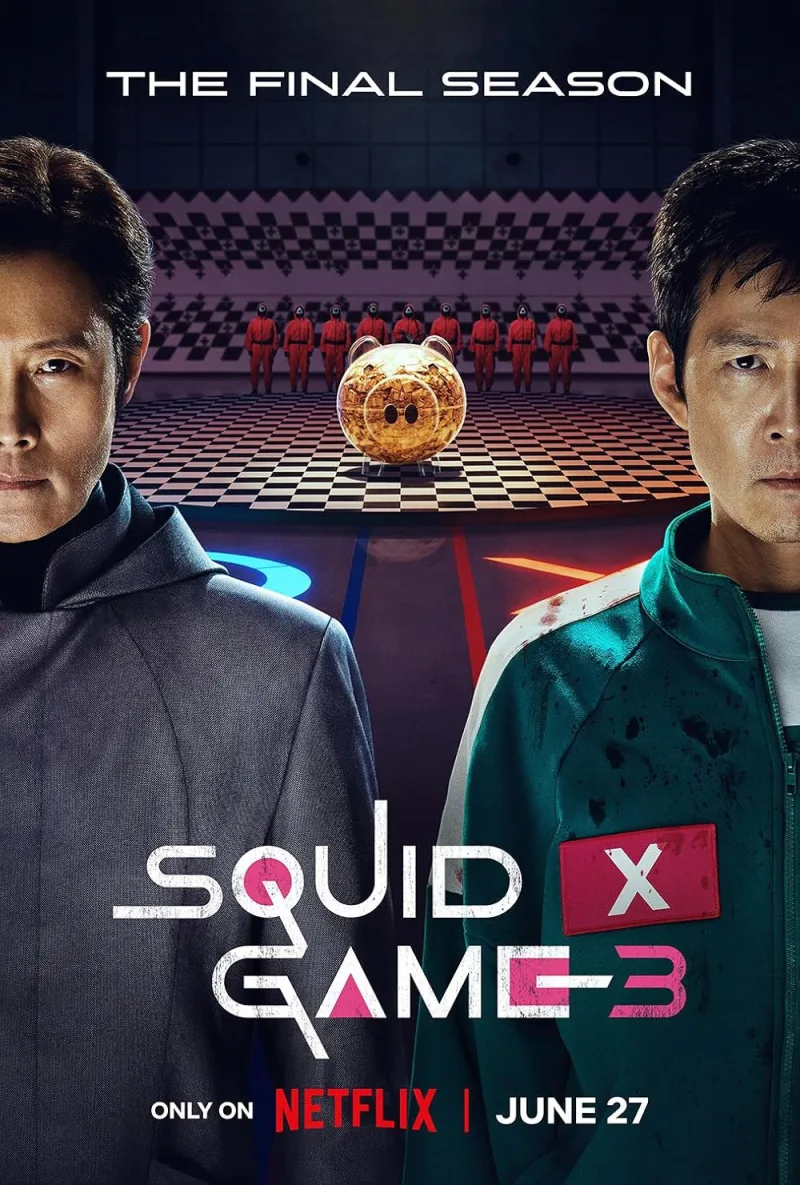 Αφίσα για την τρίτη σεζόν της σειράς Squid Game στο Netflix.