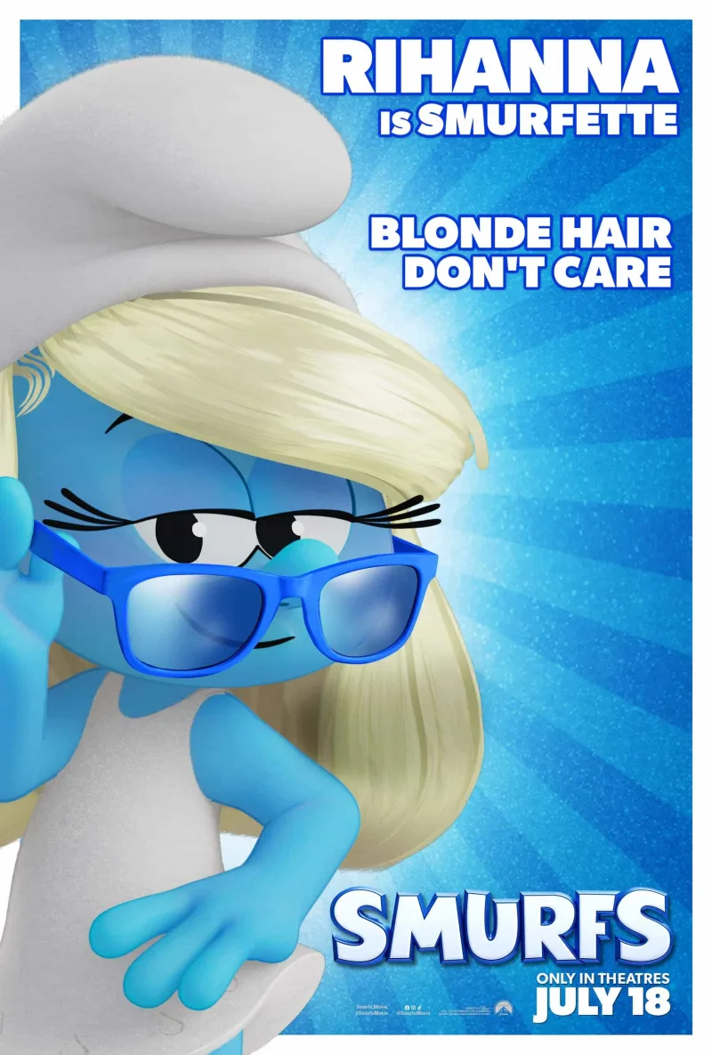 Τα Στρουμφάκια από τη νέα ταινία The Smurfs, τα αγαπημένα μπλε πλάσματα σε σκηνή της παραγωγής.