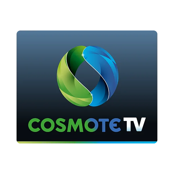 Το λογότυπο της Cosmote TV σε σκούρο φόντο.