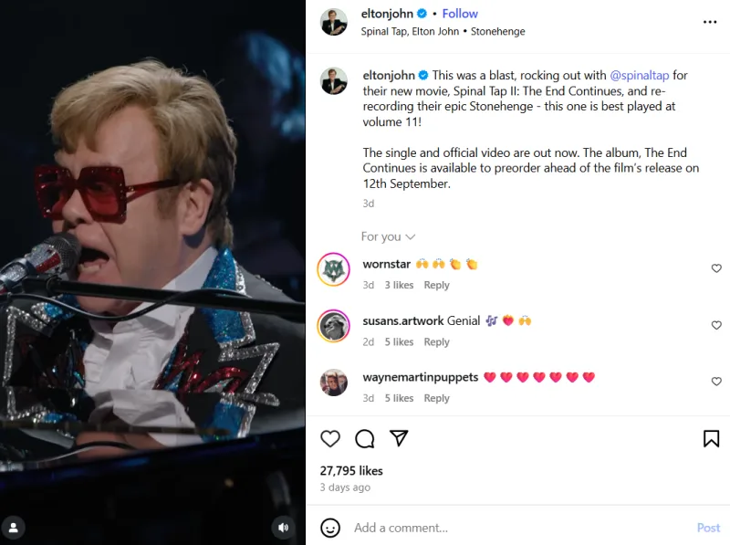 Ο Elton John σε εμφάνιση ως Δρυίδης για την ταινία Spinal Tap II.