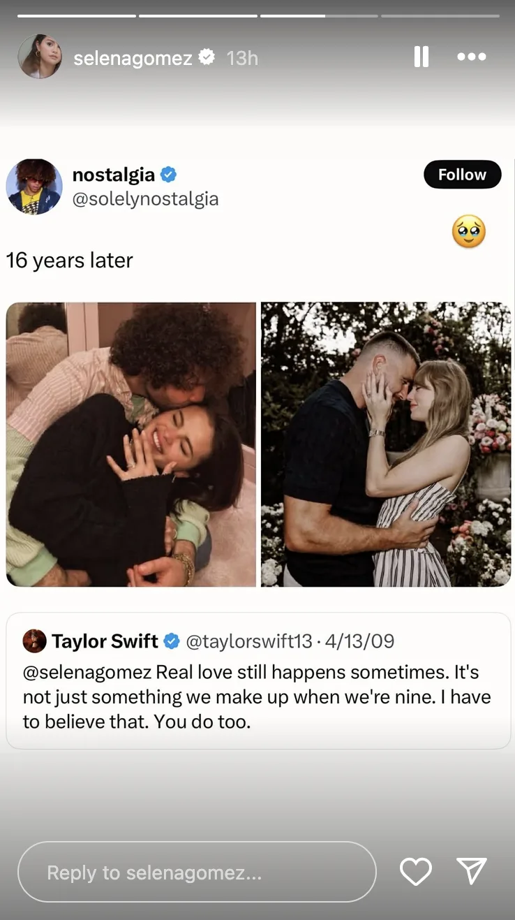 Η Selena Gomez σε φωτογραφία από το Instagram της με αφορμή την είδηση για τον αρραβώνα της.