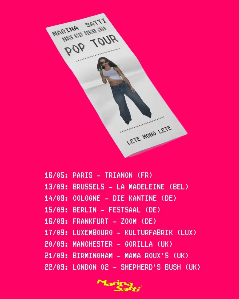 Μαρίνα Σάττι: Μεταφέρει το POP TOUR στην Ευρώπη - Οι σταθμοί της περιοδείας
