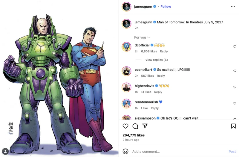 Ο σκηνοθέτης James Gunn, ο οποίος ανακοίνωσε το σίκουελ Superman: Man of Tomorrow.
