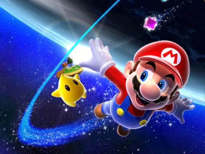 Ο Mario του Super Mario Galaxy Movie πετάει στο διάστημα με ένα αστέρι και ένα μικρό νησί δίπλα του.