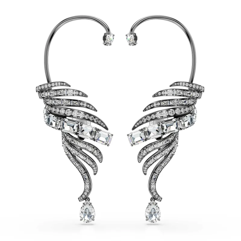 Σκουλαρίκια Swarovski Vienna σε σχήμα φτερών κύκνου με κρύσταλλα.