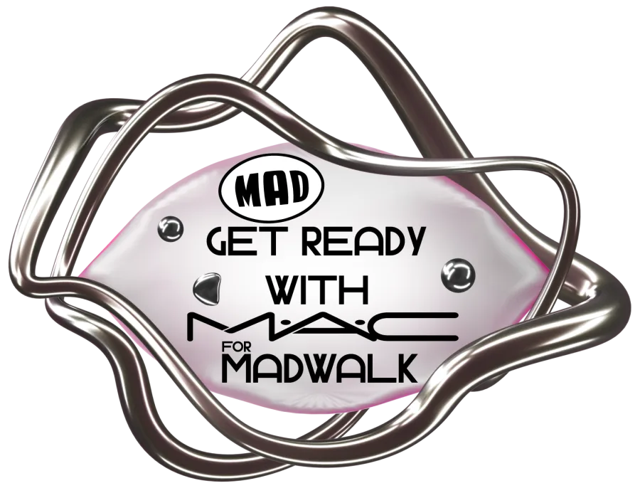 Λογότυπο Get Ready with MAC for MadWalk σε φουτουριστικό πλαίσιο.