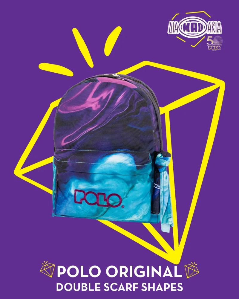 Σακίδιο πλάτης Polo Original Double Scarf Shapes σε μωβ και μπλε αποχρώσεις.