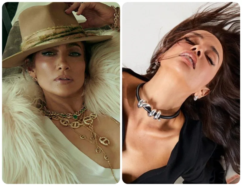 Κολάζ με την Jennifer Lopez και την Ελένη Φουρέιρα.