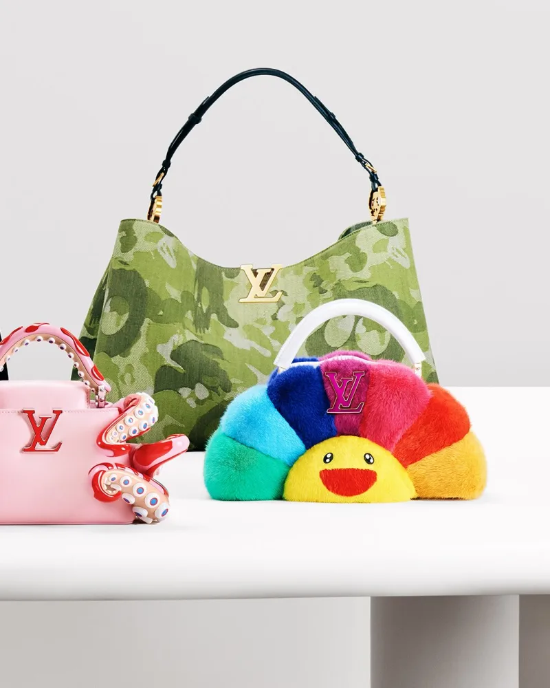 Τρεις τσάντες Louis Vuitton από τη συνεργασία με τον Takashi Murakami.