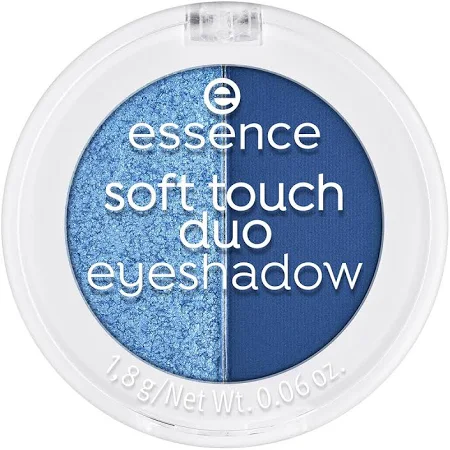Διπλή σκιά ματιών Essence Soft Touch Duo σε αποχρώσεις του μπλε.