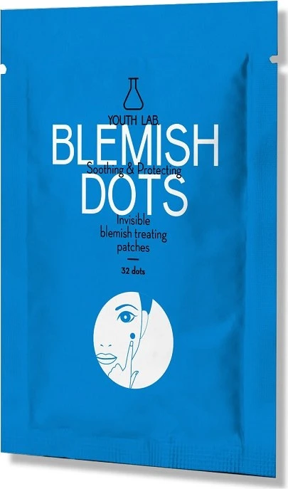 Μπλε συσκευασία Youth Lab Blemish Dots για σπυράκια.