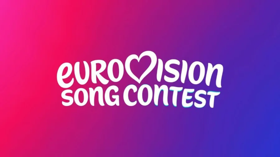 Το λογότυπο του Eurovision Song Contest με φόντο που αλλάζει από ροζ σε μωβ, υποδηλώνοντας αλλαγές στην ηλικία συμμετοχής.