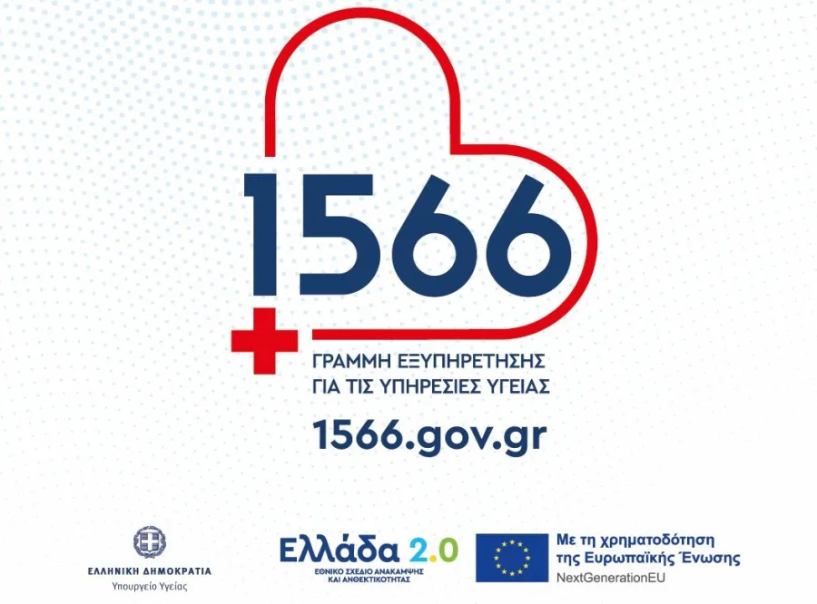 Γραφιστική απεικόνιση του αριθμού 1566 για τις υπηρεσίες υγείας και το ΕΣΥ.