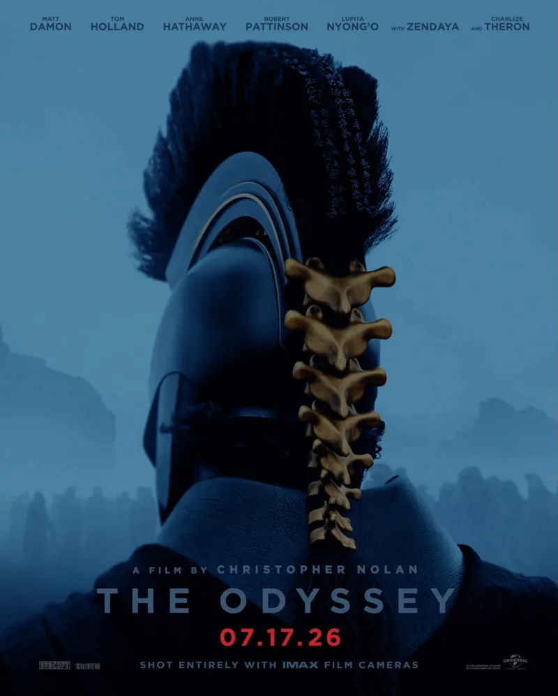 Αφίσα της ταινίας The Odyssey, μιας από τις πολυαναμενόμενες ταινίες του 2026, με πρωταγωνιστές τους Matt Damon, Tom Holland και Anne Hathaway.