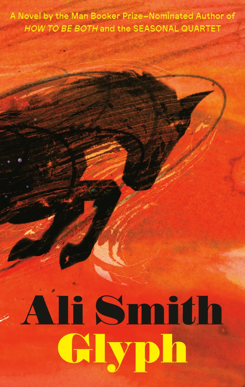 Εξώφυλλο του βιβλίου Glyph της Ali Smith, που αναμένεται να κυκλοφορήσει το 2026, με αφηρημένη απεικόνιση αλόγου.