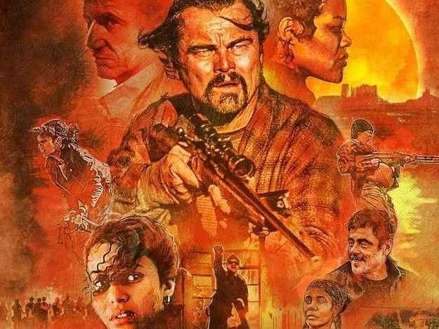 Εικονογράφηση της ταινίας One Battle After Another με τον Leonardo DiCaprio.