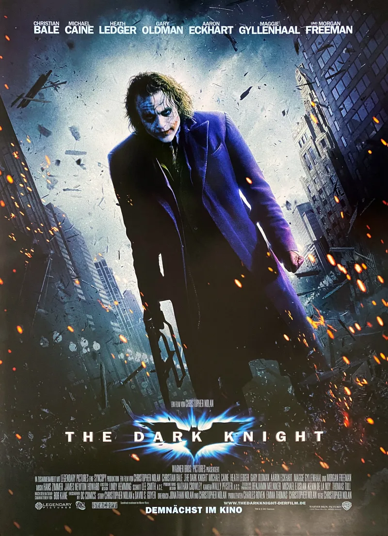 Αφίσα της ταινίας The Dark Knight με τον Heath Ledger ως Joker.