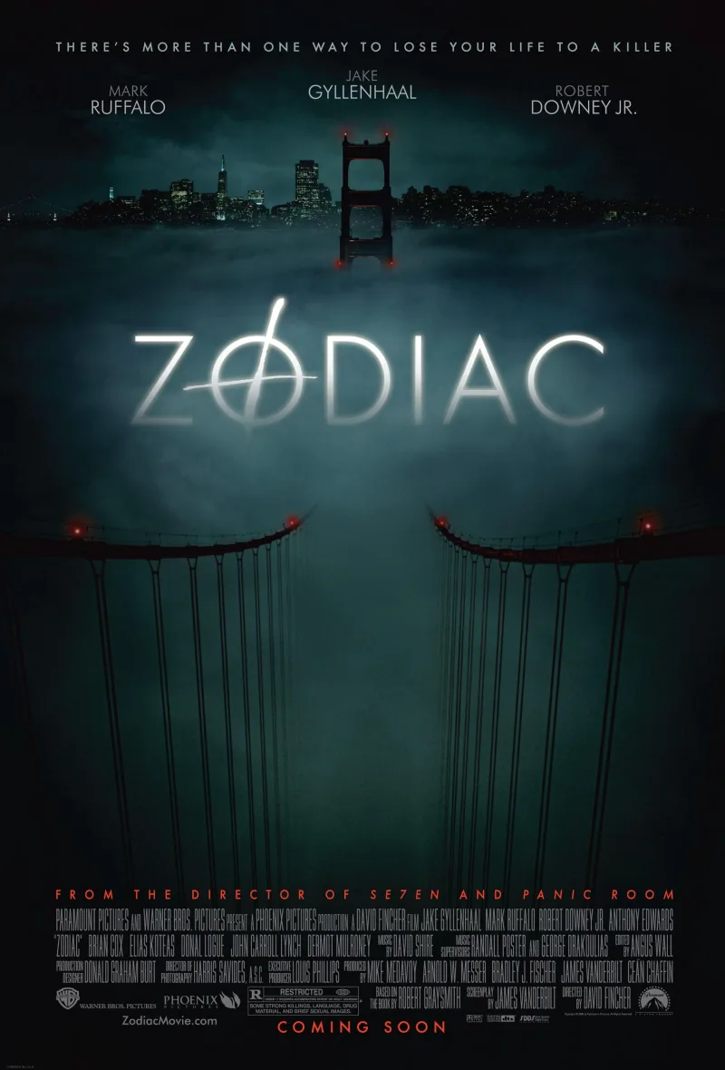 Αφίσα της ταινίας Zodiac με τη γέφυρα Golden Gate μέσα στην ομίχλη.