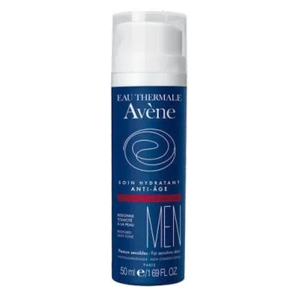 Ανδρική ενυδατική κρέμα Avène Men Soin Hydratant Anti-Âge σε μπλε συσκευασία.