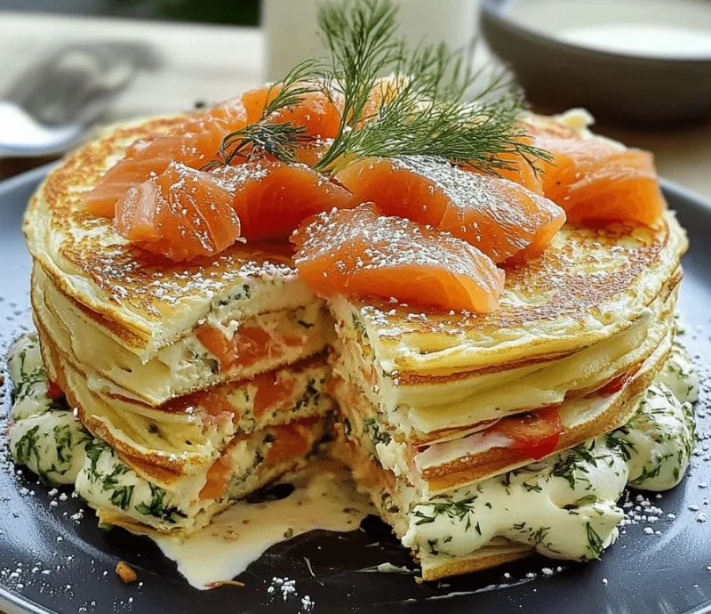 Λαχταριστό αλμυρό mille-crêpe με στρώσεις από κρέπες, ιδανικό για ένα εύκολο και γρήγορο κρύο γεύμα.