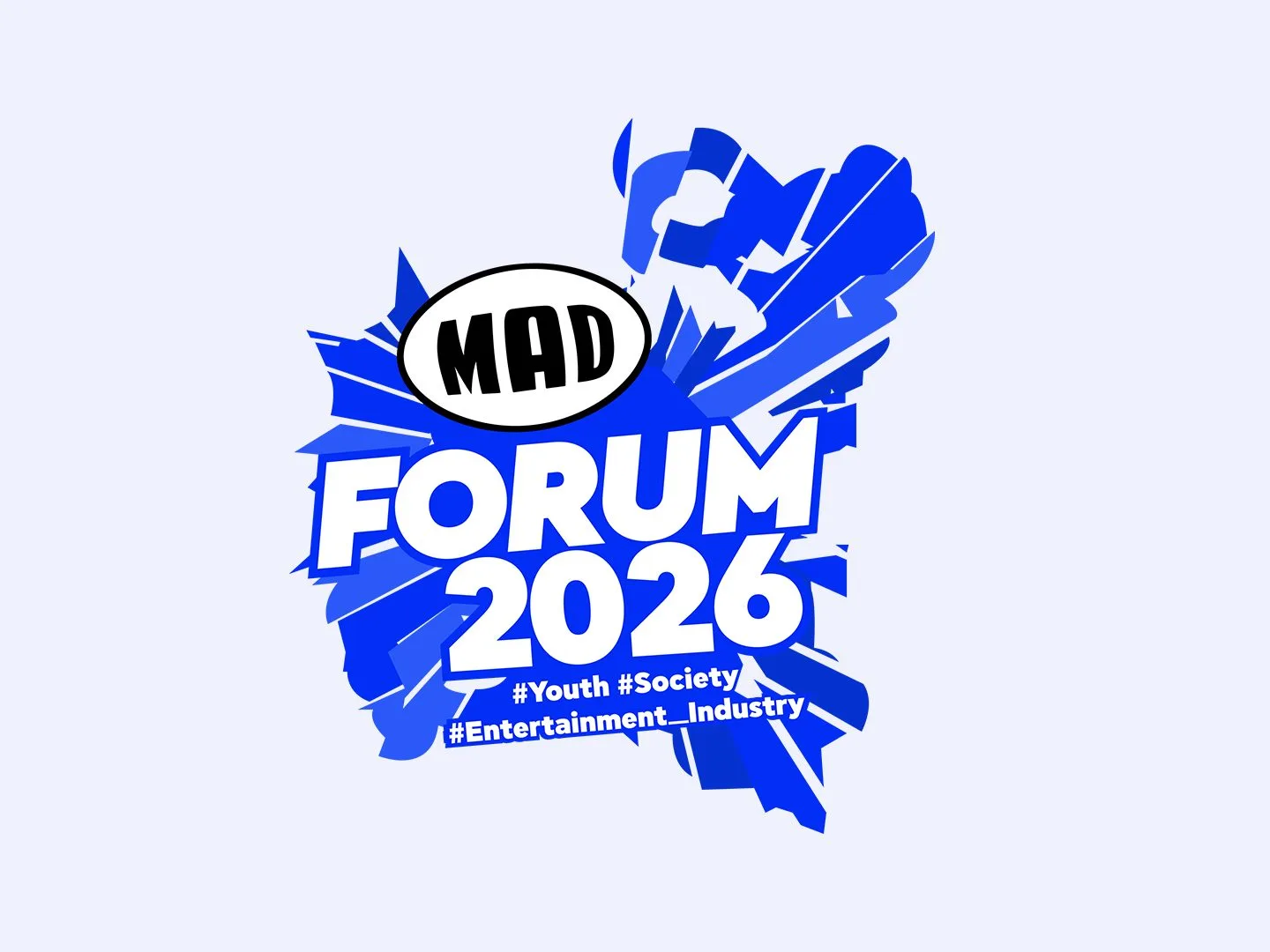 Λογότυπο MAD Forum 2026 σε μπλε και λευκό φόντο.