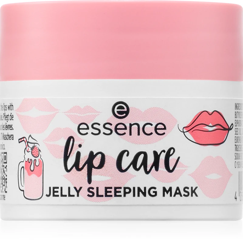 Μάσκα χειλιών Essence Lip Care Jelly Sleeping Mask σε ροζ συσκευασία.
