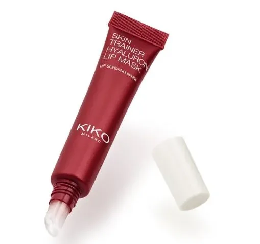 Μάσκα χειλιών Kiko Milano Skin Trainer Hyaluron Lip Mask σε κόκκινο σωληνάριο.