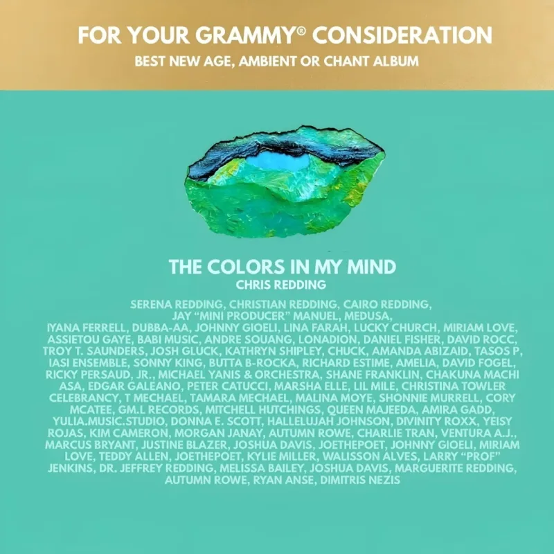 Αφίσα για το άλμπουμ The Colors In My Mind του Chris Redding για τα βραβεία Grammy.