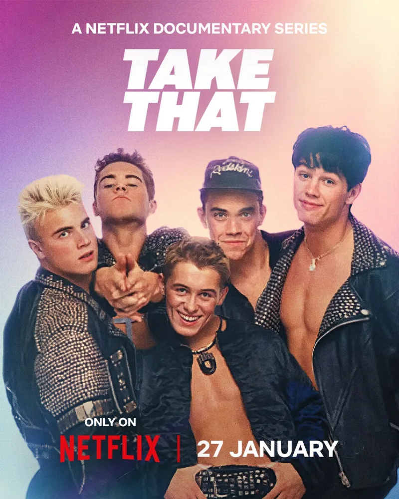 Τα μέλη του συγκροτήματος Take That σε νεαρή ηλικία για αφίσα ντοκιμαντέρ του Netflix.