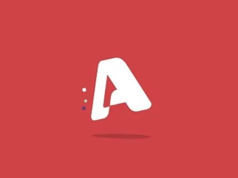 Το λογότυπο του τηλεοπτικού σταθμού Alpha TV σε κόκκινο φόντο.