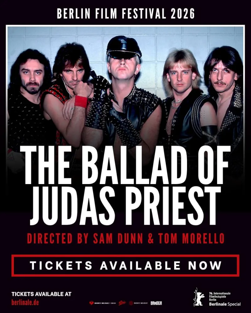 Αφίσα του ντοκιμαντέρ The Ballad of Judas Priest για το Φεστιβάλ Κινηματογράφου του Βερολίνου 2026.