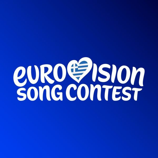 Το λογότυπο της Eurovision Song Contest με την ελληνική σημαία στην καρδιά.