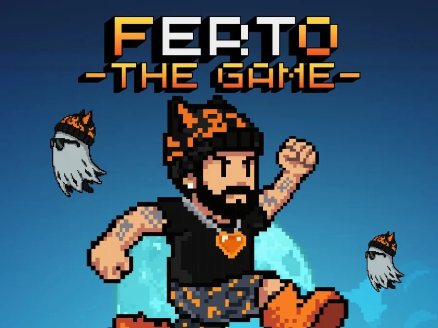 Ο Akylas πρωταγωνιστεί στο pixel art παιχνίδι "Ferto the Game" για την Eurovision 2026, με φόντο τον ουρανό.