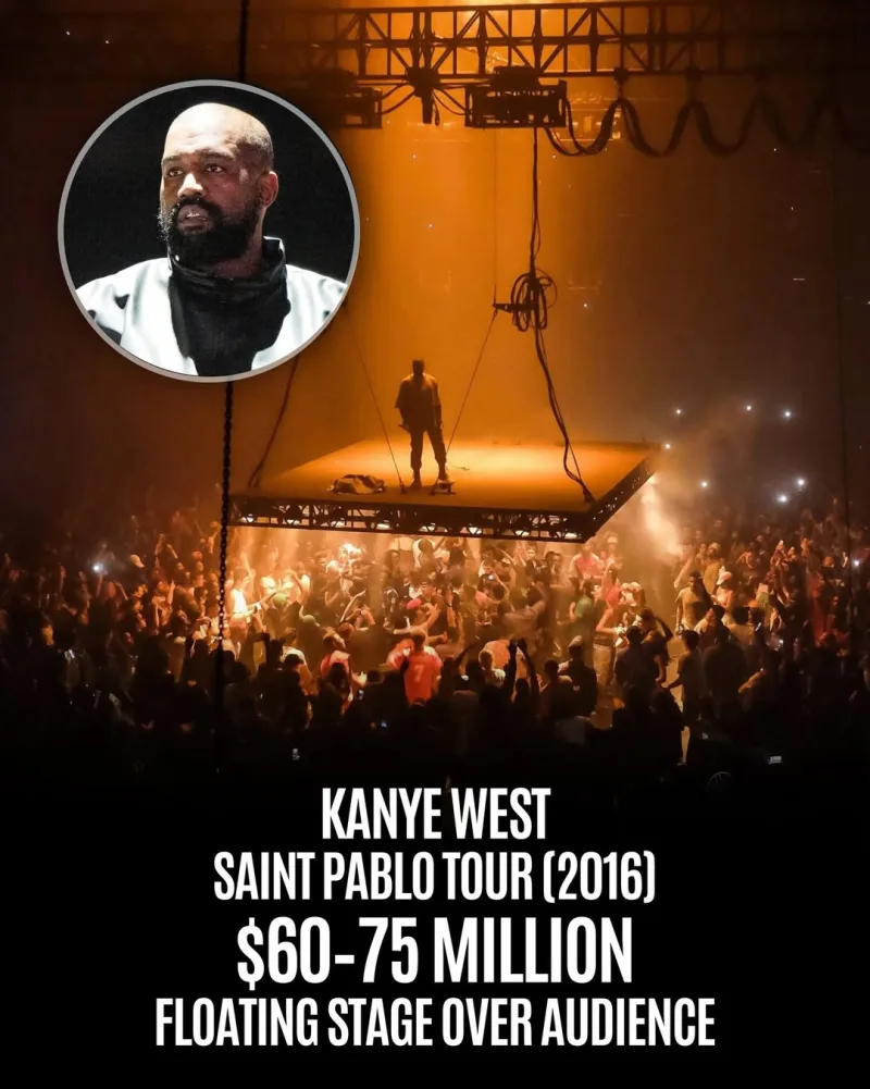 Ο Kanye West στη σκηνή της Saint Pablo Tour του 2016, μια από τις πιο ακριβές παραγωγές συναυλιών με ιπτάμενη σκηνή.