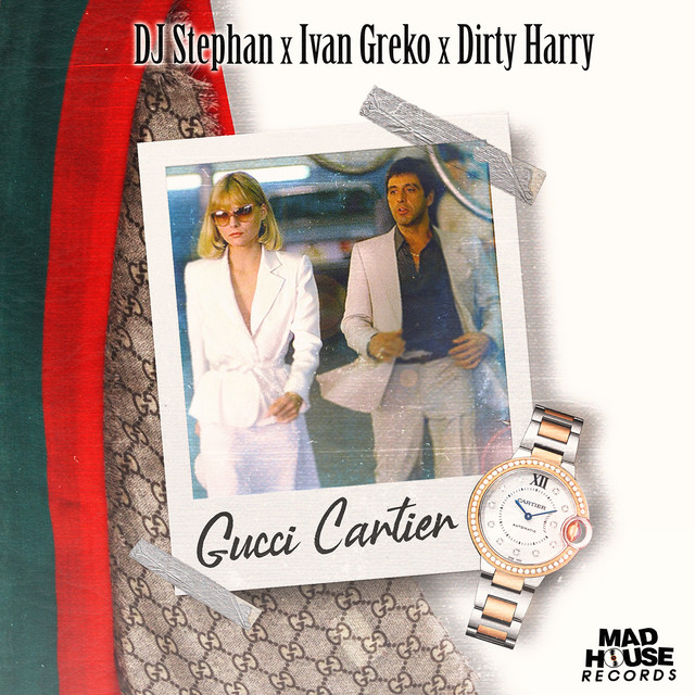 Εξώφυλλο τραγουδιού Gucci Cartier με polaroid από την ταινία Scarface