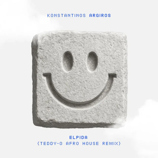 Εξώφυλλο remix με ανάγλυφη χαμογελαστή φατσούλα σκαλισμένη σε πέτρινο κύβο.