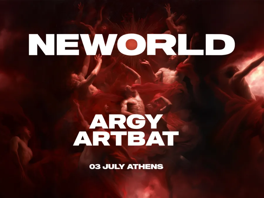 Αφίσα NEWORLD με τους ARGY και ARTBAT στην Αθήνα, 03 Ιουλίου, για το event MAD & ZAMNA.