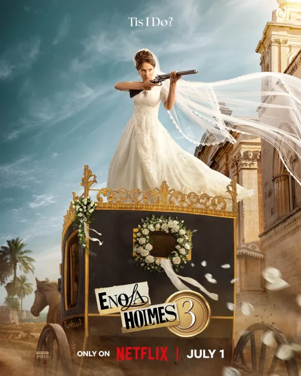 Η Enola Holmes με νυφικό και όπλο σε άμαξα, προαναγγέλλει την πλοκή του Enola Holmes 3.